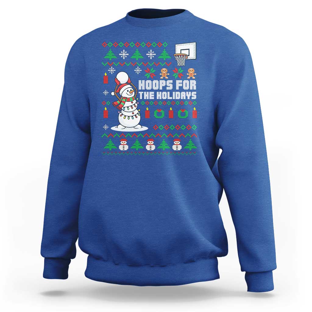 Funny Christmas Basketball Snowmen Sweatshirt Hoops For The Holidays Ugly Sweater - Wonder Print Shop
