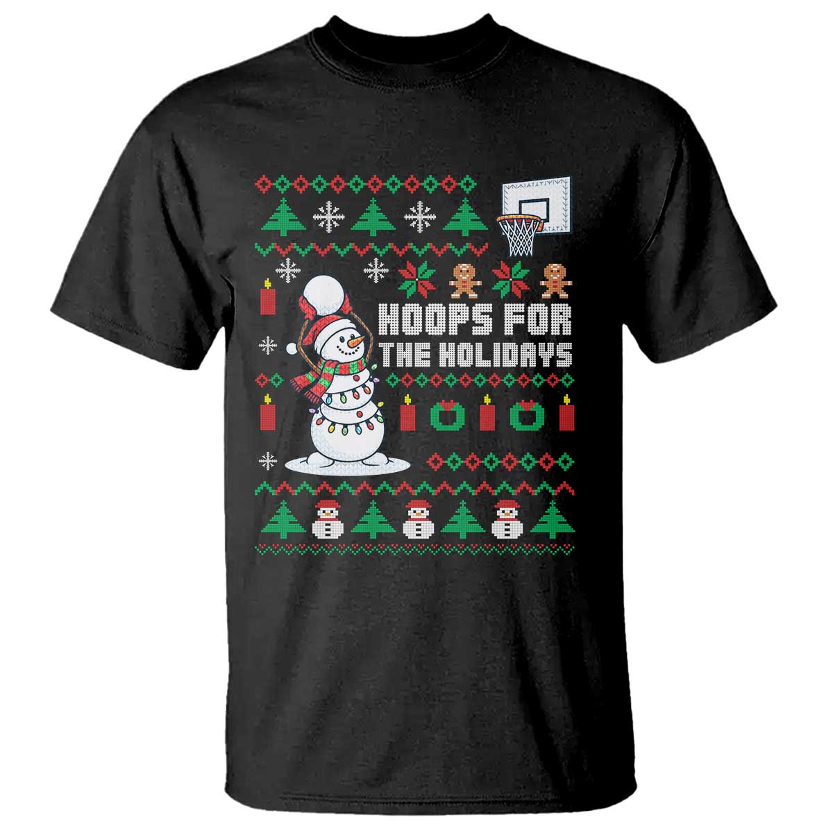 Funny Christmas Basketball Snowmen T Shirt Hoops For The Holidays Ugly Sweater - Wonder Print Shop
