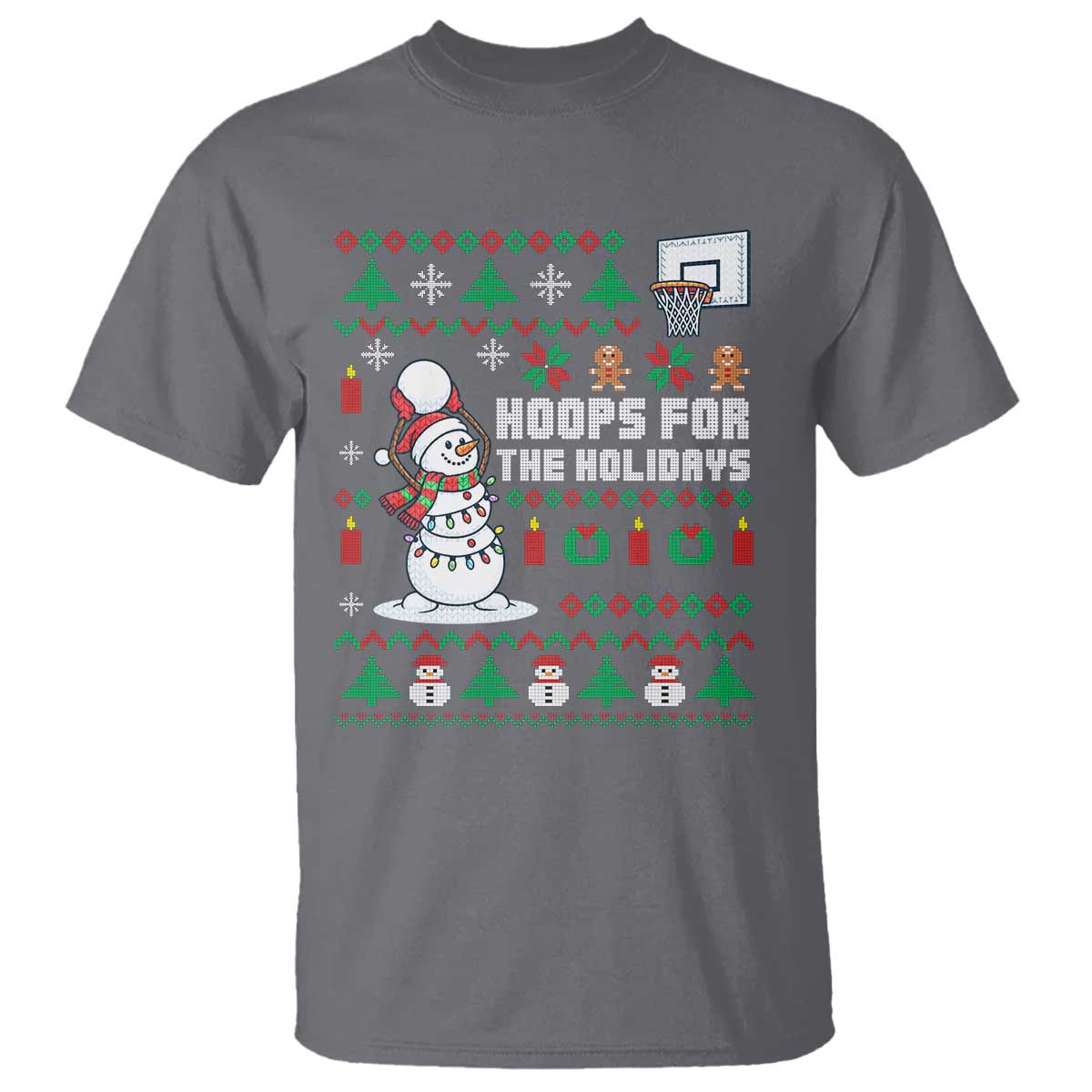 Funny Christmas Basketball Snowmen T Shirt Hoops For The Holidays Ugly Sweater - Wonder Print Shop
