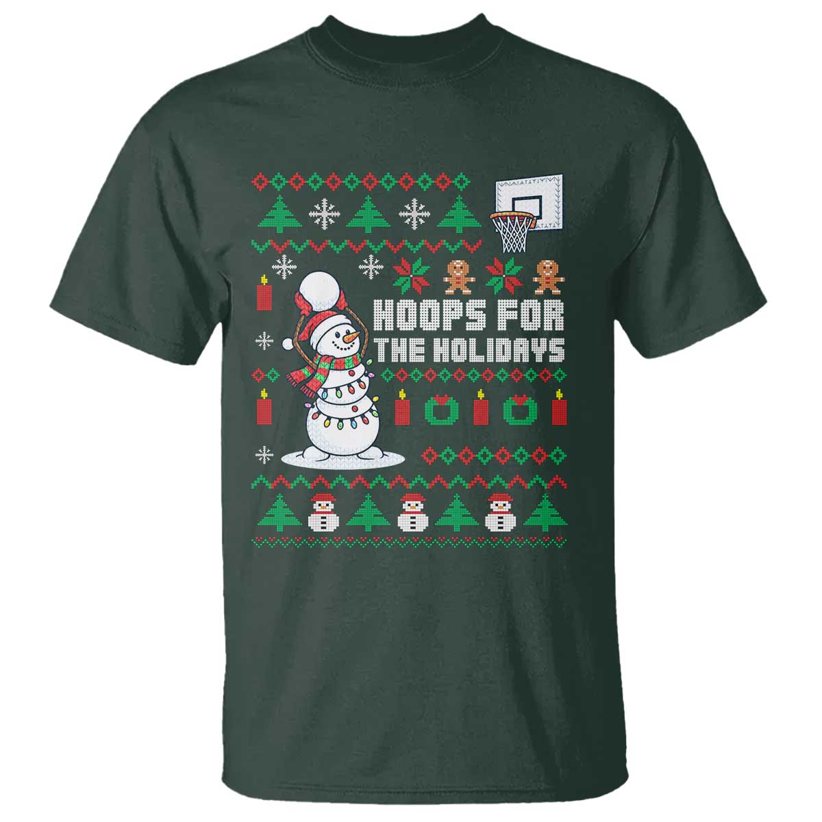 Funny Christmas Basketball Snowmen T Shirt Hoops For The Holidays Ugly Sweater - Wonder Print Shop