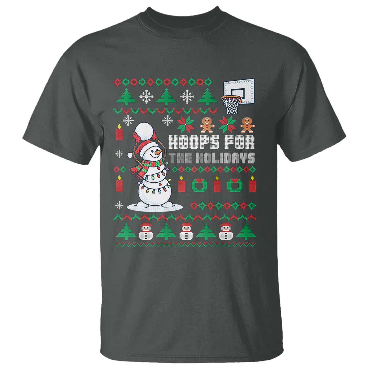 Funny Christmas Basketball Snowmen T Shirt Hoops For The Holidays Ugly Sweater - Wonder Print Shop