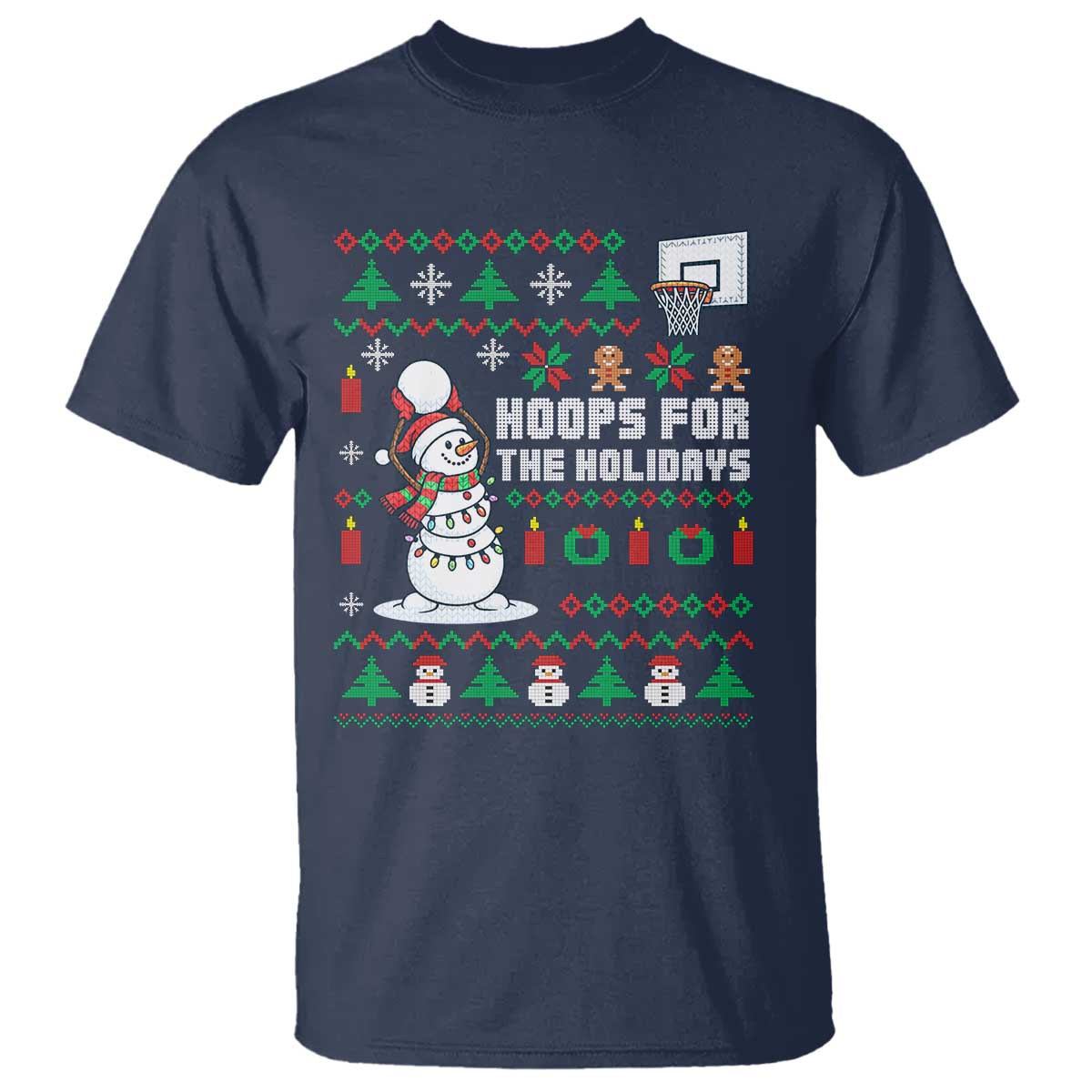 Funny Christmas Basketball Snowmen T Shirt Hoops For The Holidays Ugly Sweater - Wonder Print Shop