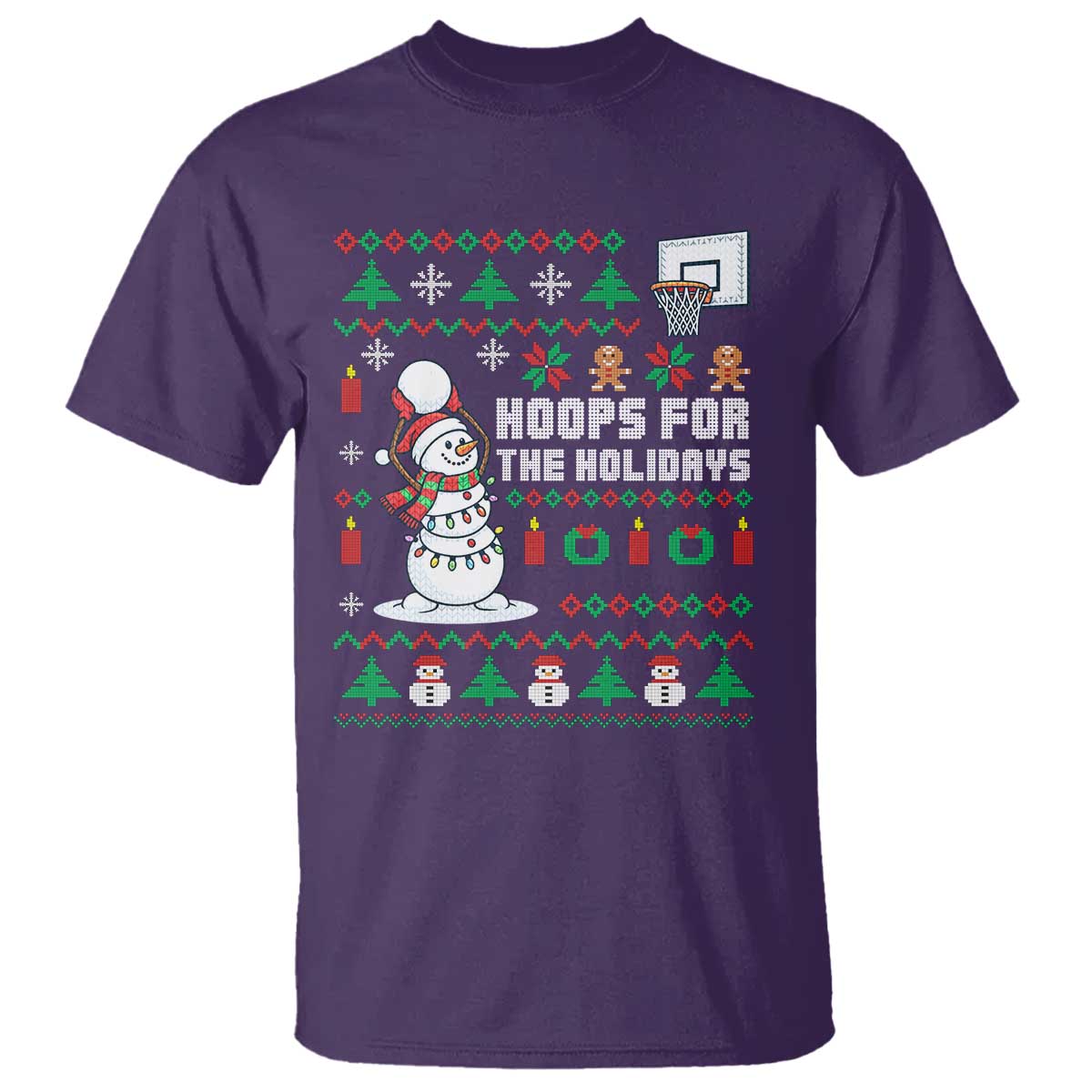 Funny Christmas Basketball Snowmen T Shirt Hoops For The Holidays Ugly Sweater - Wonder Print Shop