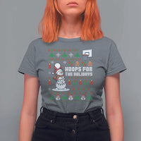 Funny Christmas Basketball Snowmen T Shirt For Women Hoops For The Holidays Ugly Sweater - Wonder Print Shop