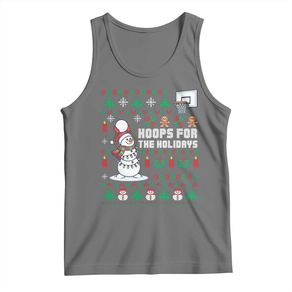 Funny Christmas Basketball Snowmen Tank Top Hoops For The Holidays Ugly Sweater - Wonder Print Shop