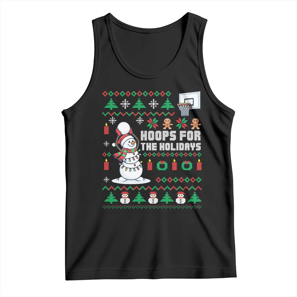 Funny Christmas Basketball Snowmen Tank Top Hoops For The Holidays Ugly Sweater - Wonder Print Shop