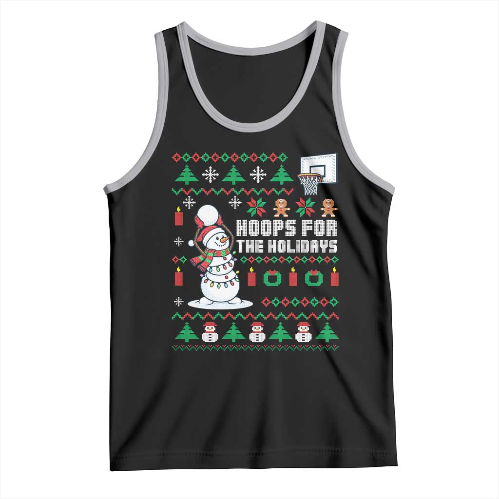 Funny Christmas Basketball Snowmen Tank Top Hoops For The Holidays Ugly Sweater - Wonder Print Shop