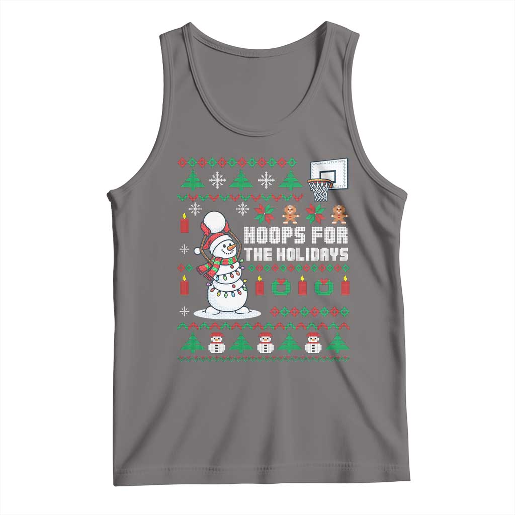 Funny Christmas Basketball Snowmen Tank Top Hoops For The Holidays Ugly Sweater - Wonder Print Shop