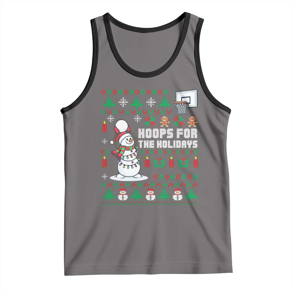 Funny Christmas Basketball Snowmen Tank Top Hoops For The Holidays Ugly Sweater - Wonder Print Shop
