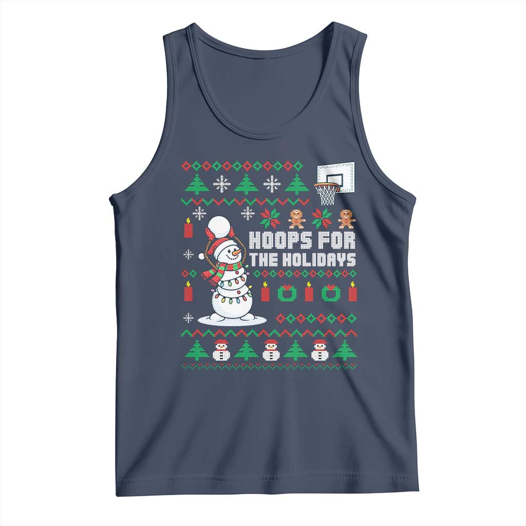 Funny Christmas Basketball Snowmen Tank Top Hoops For The Holidays Ugly Sweater - Wonder Print Shop