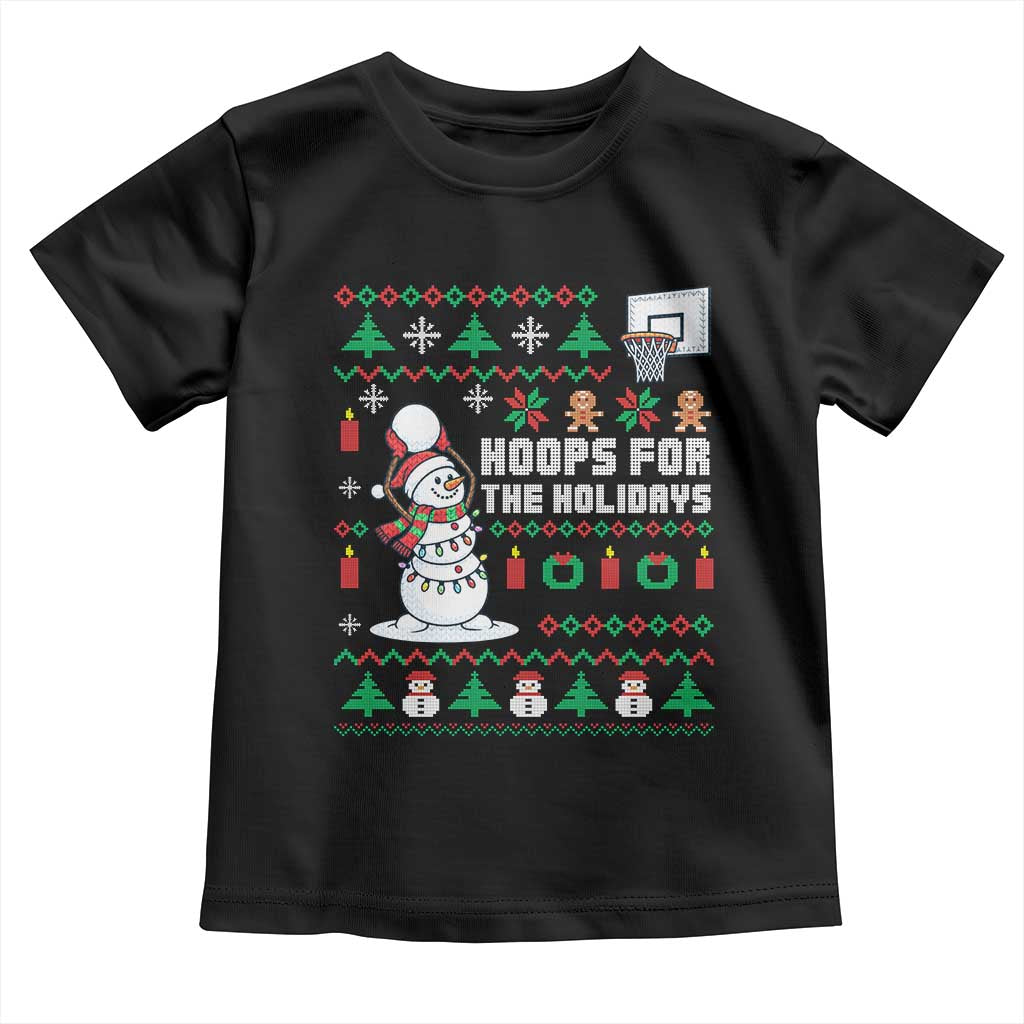 Funny Christmas Basketball Snowmen Toddler T Shirt Hoops For The Holidays Ugly Sweater - Wonder Print Shop