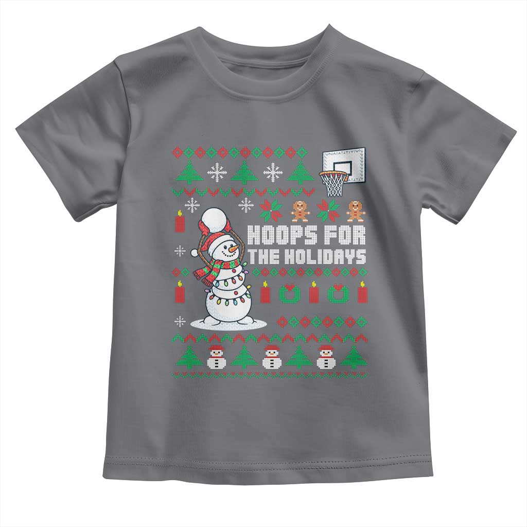 Funny Christmas Basketball Snowmen Toddler T Shirt Hoops For The Holidays Ugly Sweater - Wonder Print Shop