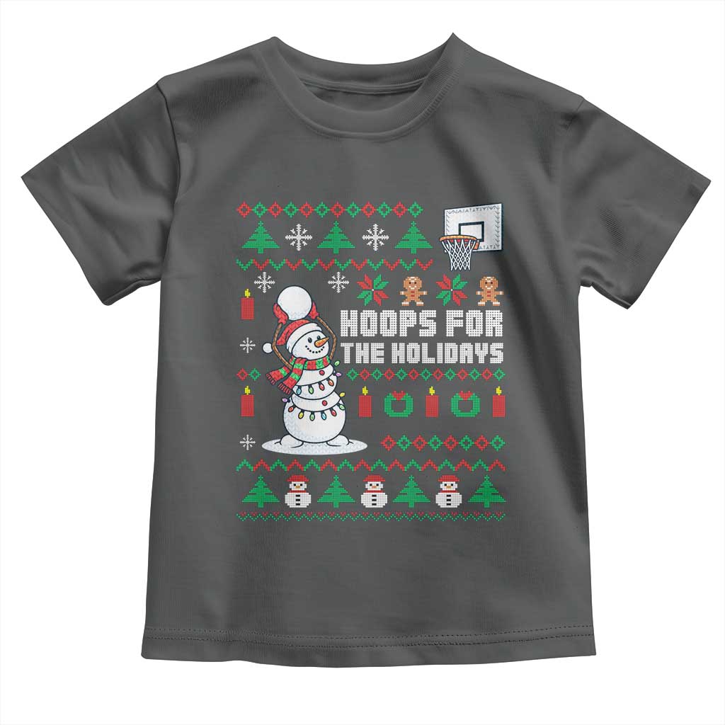 Funny Christmas Basketball Snowmen Toddler T Shirt Hoops For The Holidays Ugly Sweater - Wonder Print Shop