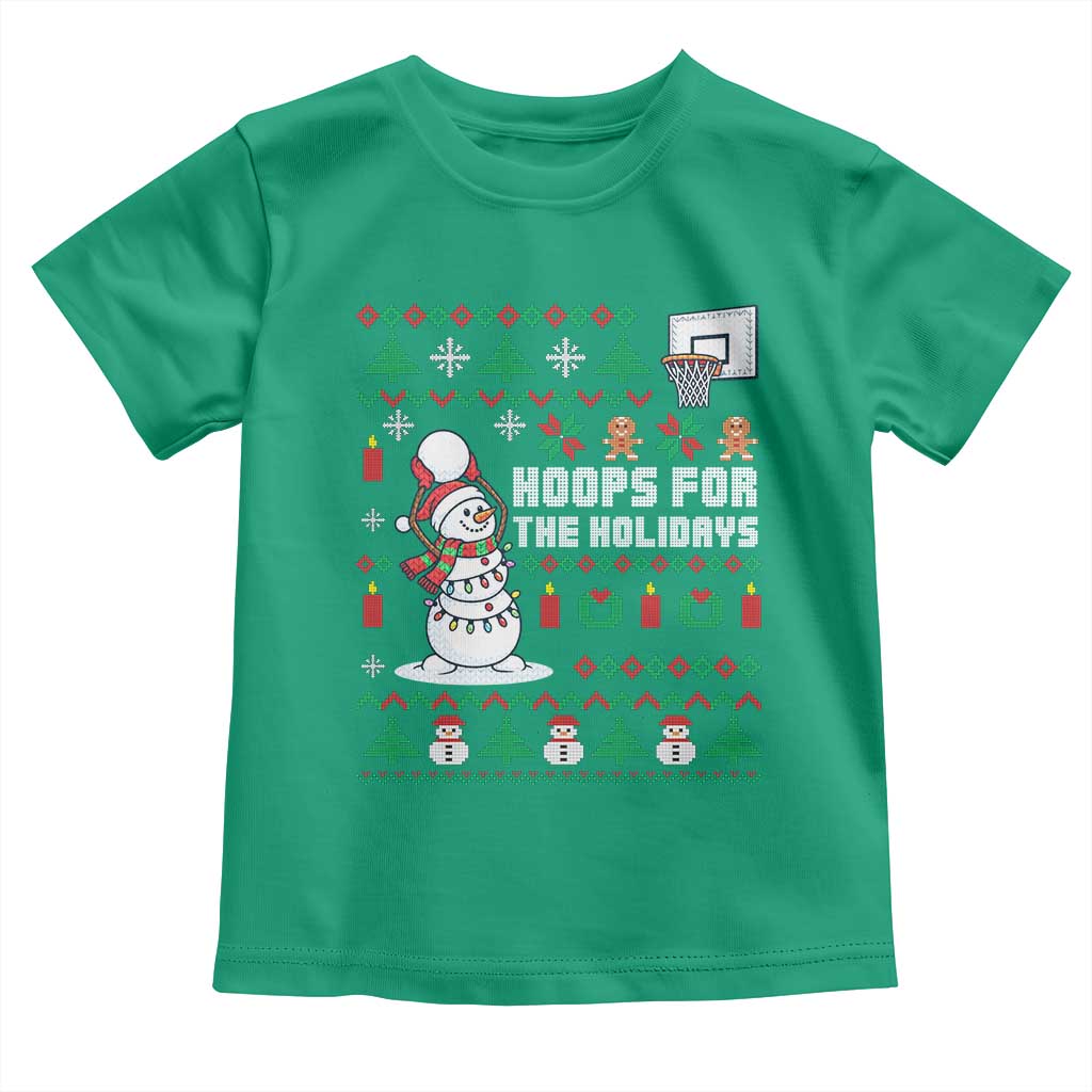 Funny Christmas Basketball Snowmen Toddler T Shirt Hoops For The Holidays Ugly Sweater - Wonder Print Shop
