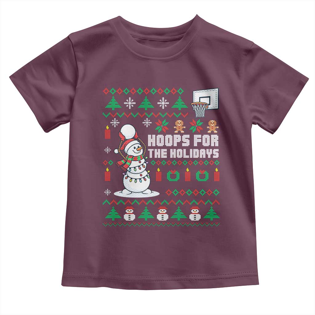 Funny Christmas Basketball Snowmen Toddler T Shirt Hoops For The Holidays Ugly Sweater - Wonder Print Shop