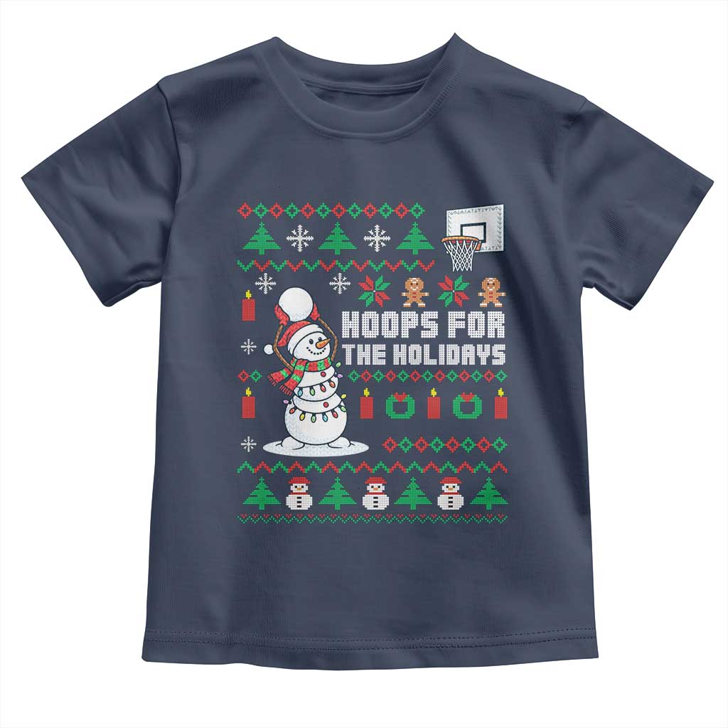 Funny Christmas Basketball Snowmen Toddler T Shirt Hoops For The Holidays Ugly Sweater - Wonder Print Shop