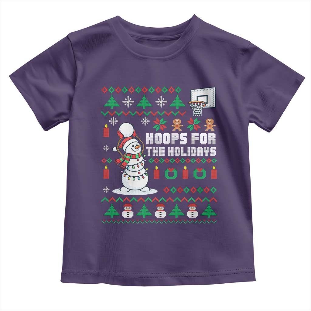 Funny Christmas Basketball Snowmen Toddler T Shirt Hoops For The Holidays Ugly Sweater - Wonder Print Shop