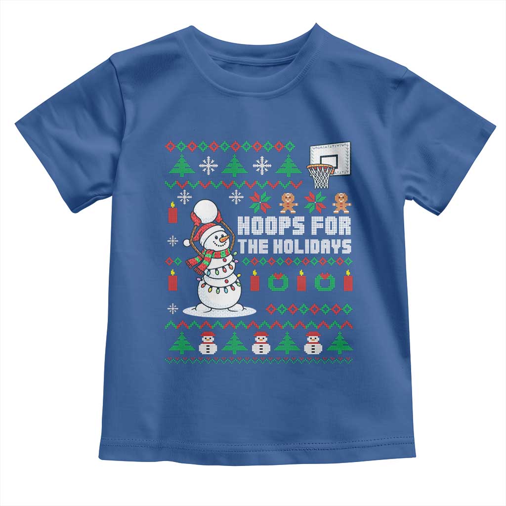 Funny Christmas Basketball Snowmen Toddler T Shirt Hoops For The Holidays Ugly Sweater - Wonder Print Shop