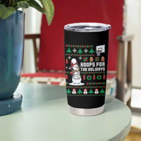 Funny Christmas Basketball Snowmen Tumbler Cup Hoops For The Holidays Ugly Sweater