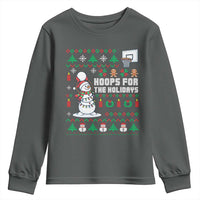 Funny Christmas Basketball Snowmen Youth Sweatshirt Hoops For The Holidays Ugly Sweater - Wonder Print Shop