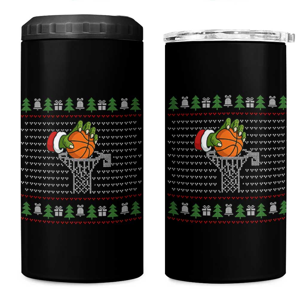 Funny Zombie Hand Basketball Christmas Gift 4 in 1 Can Cooler Tumbler