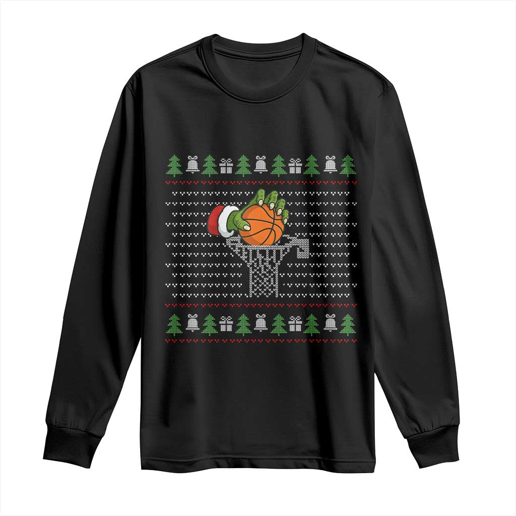 Funny Zombie Hand Basketball Christmas Gift Long Sleeve Shirt - Wonder Print Shop