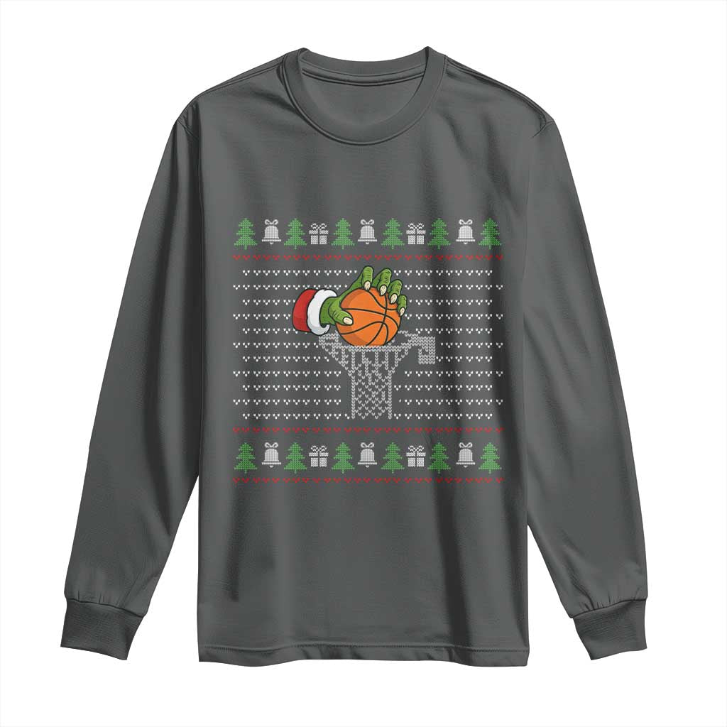 Funny Zombie Hand Basketball Christmas Gift Long Sleeve Shirt - Wonder Print Shop