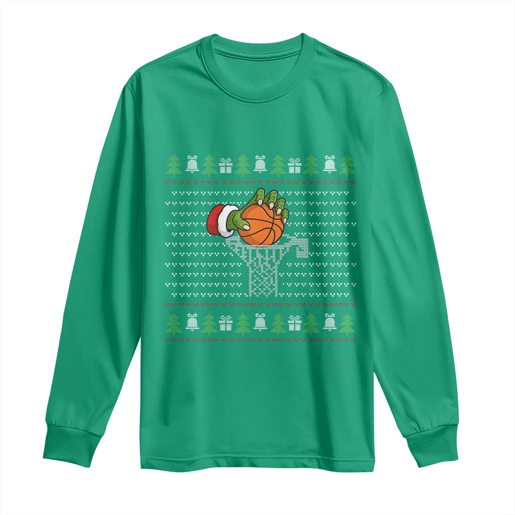 Funny Zombie Hand Basketball Christmas Gift Long Sleeve Shirt - Wonder Print Shop