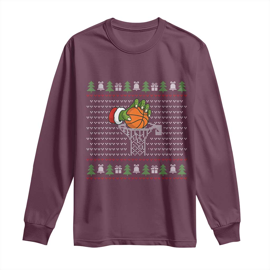 Funny Zombie Hand Basketball Christmas Gift Long Sleeve Shirt - Wonder Print Shop