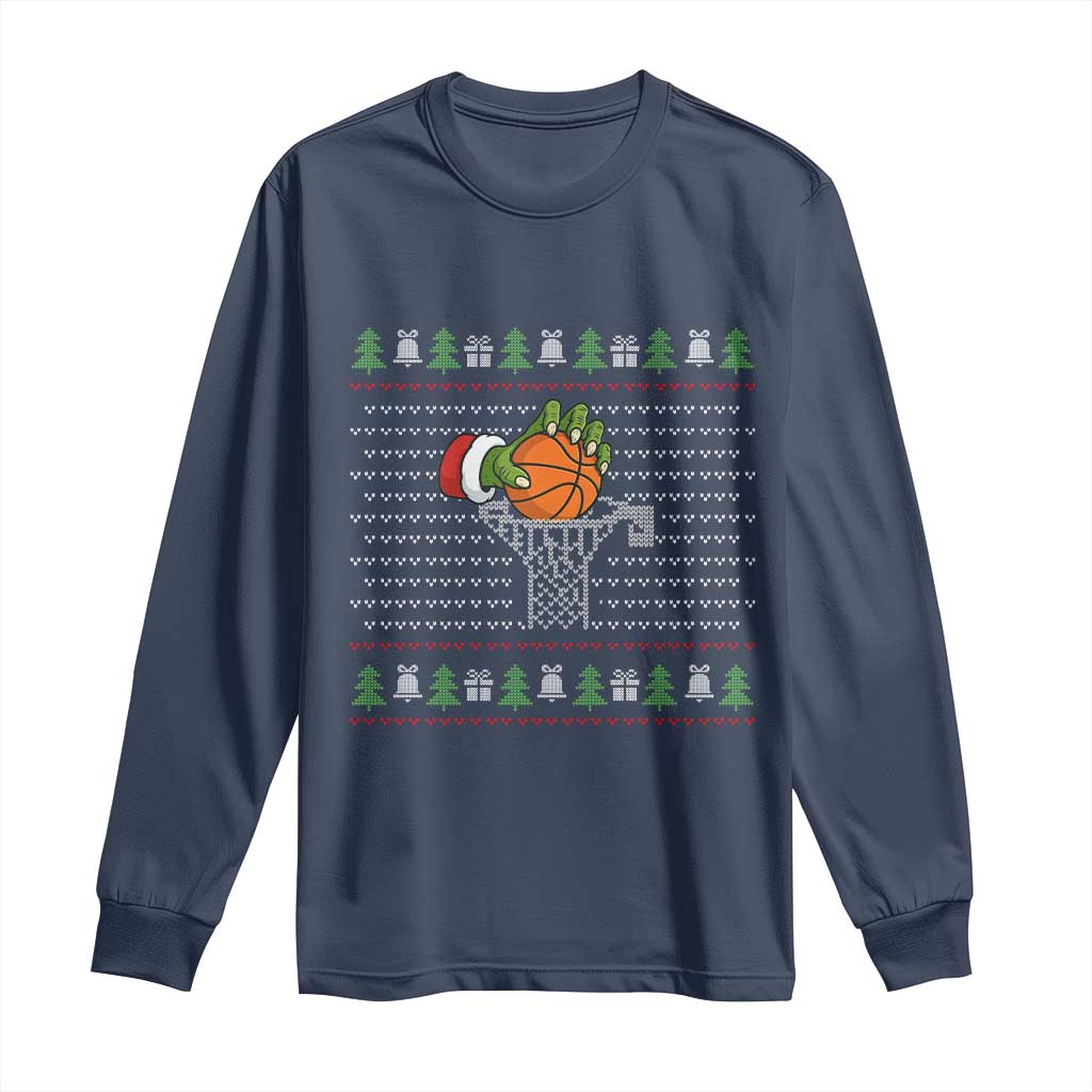Funny Zombie Hand Basketball Christmas Gift Long Sleeve Shirt - Wonder Print Shop