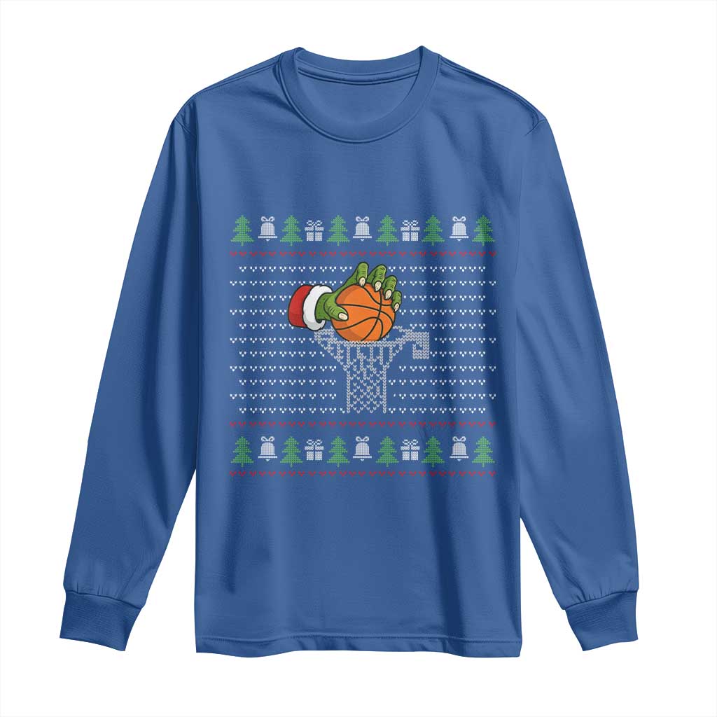 Funny Zombie Hand Basketball Christmas Gift Long Sleeve Shirt - Wonder Print Shop