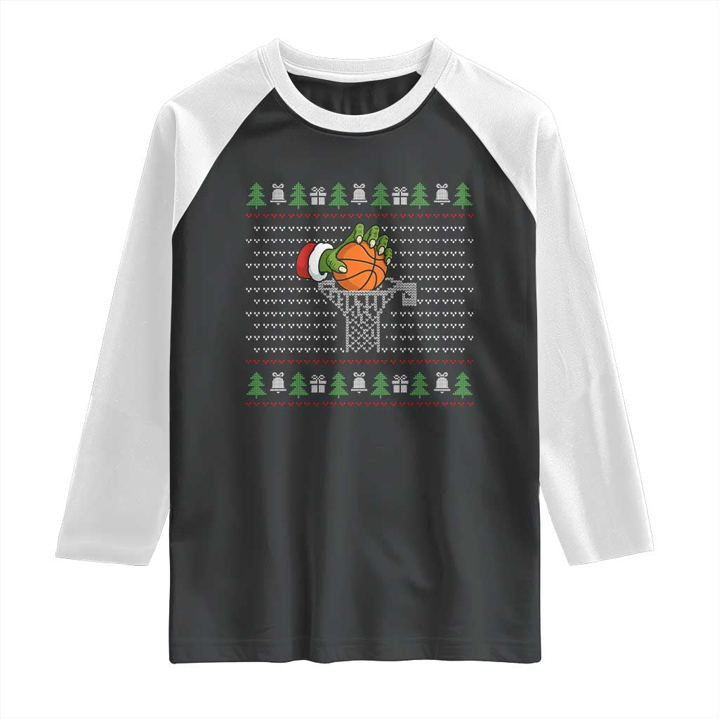 Funny Zombie Hand Basketball Christmas Gift Raglan Shirt - Wonder Print Shop