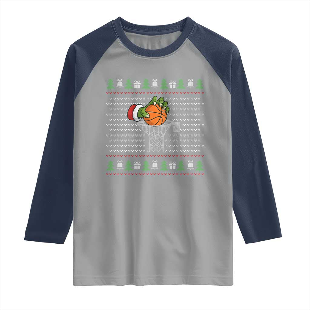 Funny Zombie Hand Basketball Christmas Gift Raglan Shirt - Wonder Print Shop