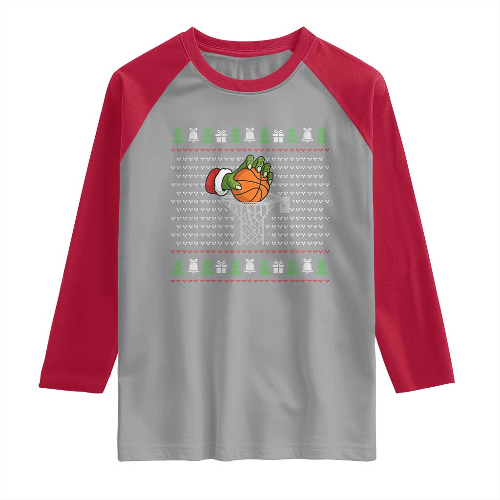 Funny Zombie Hand Basketball Christmas Gift Raglan Shirt - Wonder Print Shop