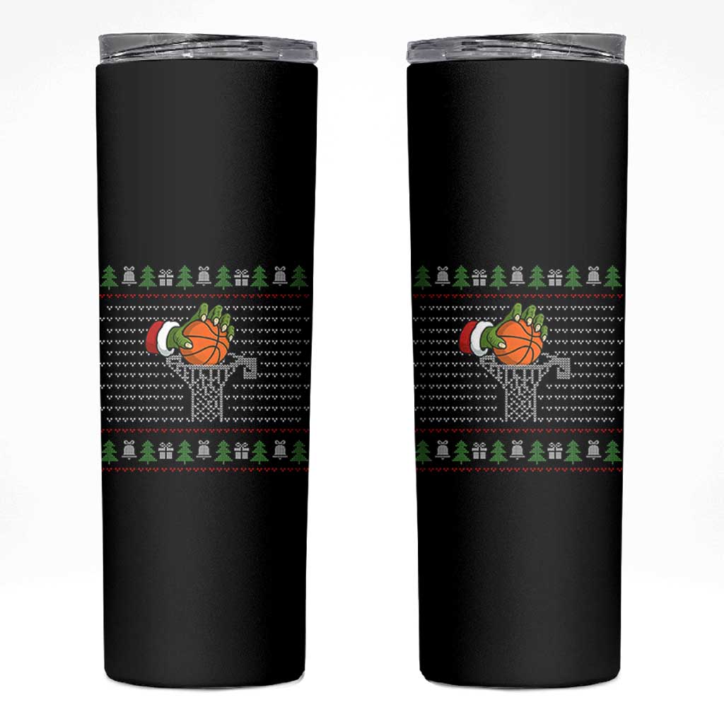Funny Zombie Hand Basketball Christmas Gift Skinny Tumbler