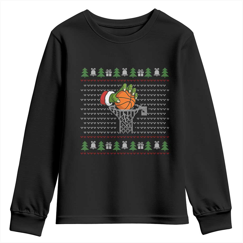 Funny Zombie Hand Basketball Christmas Gift Youth Sweatshirt - Wonder Print Shop