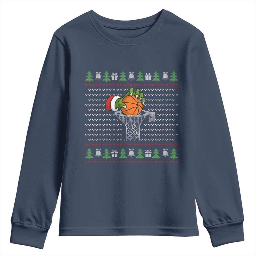 Funny Zombie Hand Basketball Christmas Gift Youth Sweatshirt - Wonder Print Shop