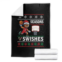 Seasons Swishes Throw Blanket Funny Gingerbread Basketball Christmas Gift - Wonder Print Shop