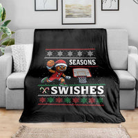 Seasons Swishes Throw Blanket Funny Gingerbread Basketball Christmas Gift - Wonder Print Shop