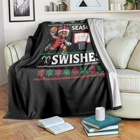 Seasons Swishes Throw Blanket Funny Gingerbread Basketball Christmas Gift - Wonder Print Shop