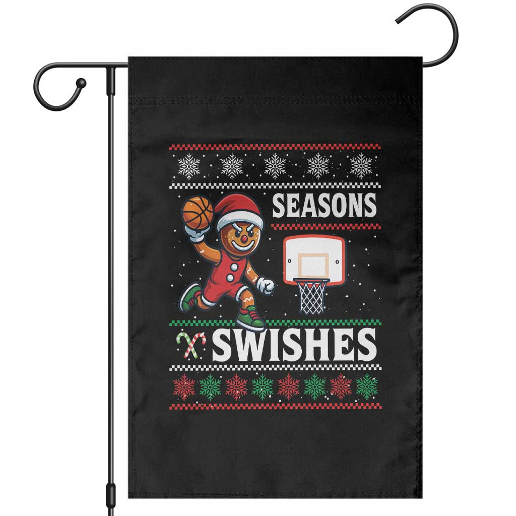 Seasons Swishes Garden Flag Funny Gingerbread Basketball Christmas Gift - Wonder Print Shop