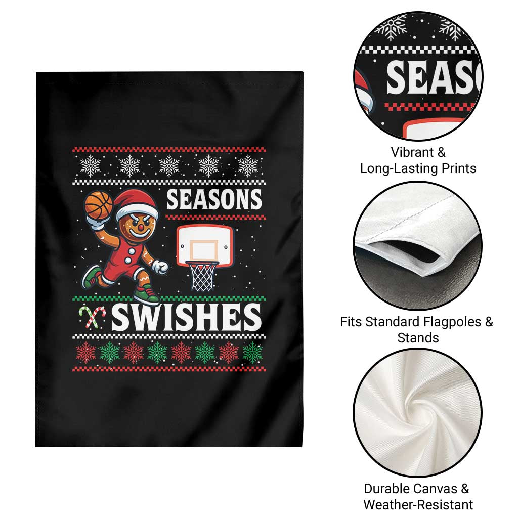Seasons Swishes Garden Flag Funny Gingerbread Basketball Christmas Gift - Wonder Print Shop
