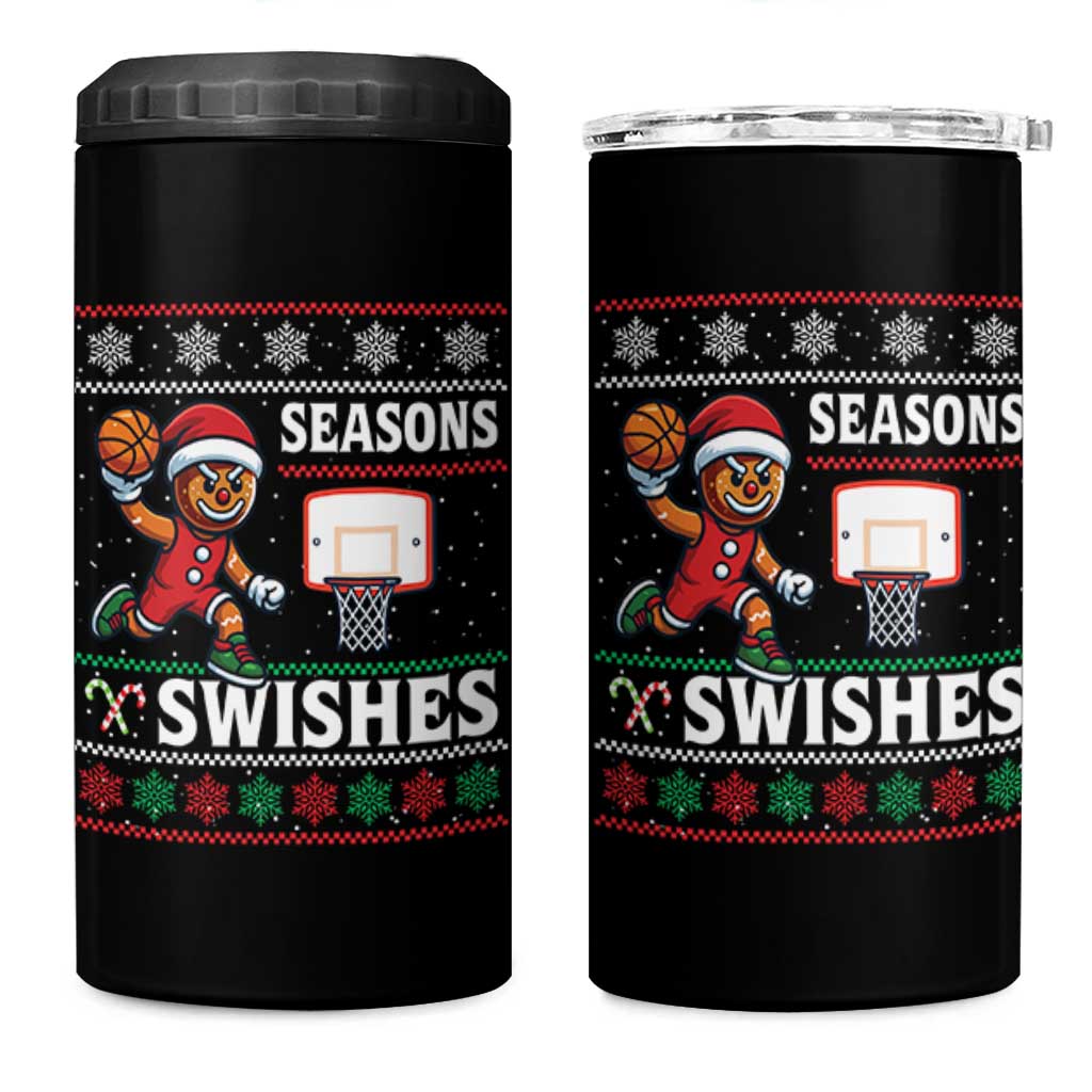 Seasons Swishes 4 in 1 Can Cooler Tumbler Funny Gingerbread Basketball Christmas Gift