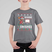 Seasons Swishes T Shirt For Kid Funny Gingerbread Basketball Christmas Gift - Wonder Print Shop