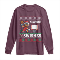 Seasons Swishes Long Sleeve Shirt Funny Gingerbread Basketball Christmas Gift - Wonder Print Shop