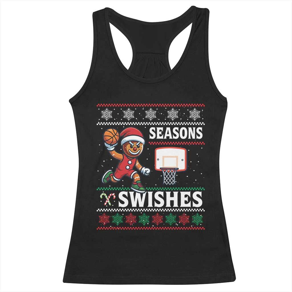 Seasons Swishes Racerback Tank Top Funny Gingerbread Basketball Christmas Gift - Wonder Print Shop