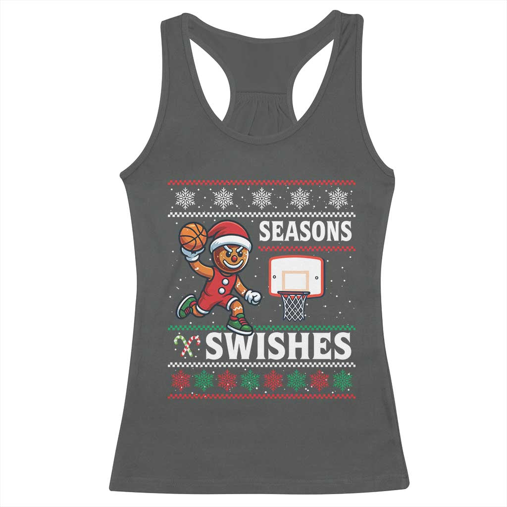 Seasons Swishes Racerback Tank Top Funny Gingerbread Basketball Christmas Gift - Wonder Print Shop