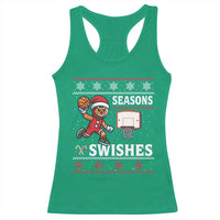 Seasons Swishes Racerback Tank Top Funny Gingerbread Basketball Christmas Gift - Wonder Print Shop