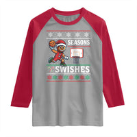 Seasons Swishes Raglan Shirt Funny Gingerbread Basketball Christmas Gift - Wonder Print Shop