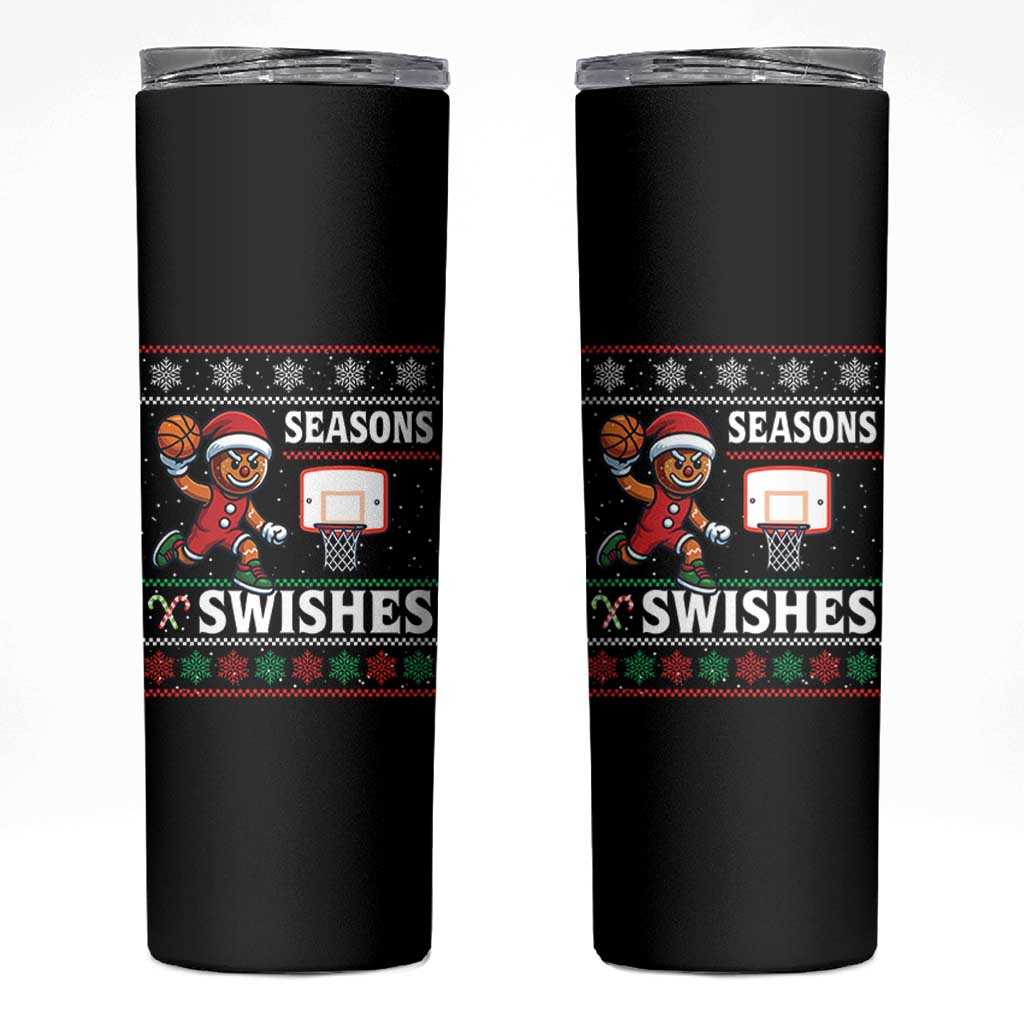 Seasons Swishes Skinny Tumbler Funny Gingerbread Basketball Christmas Gift